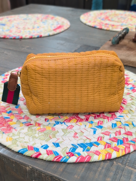 Shiraleah Handbags - Shiraleah Yellow Quilted Cosmetic Pouch with Pink Accent Lining